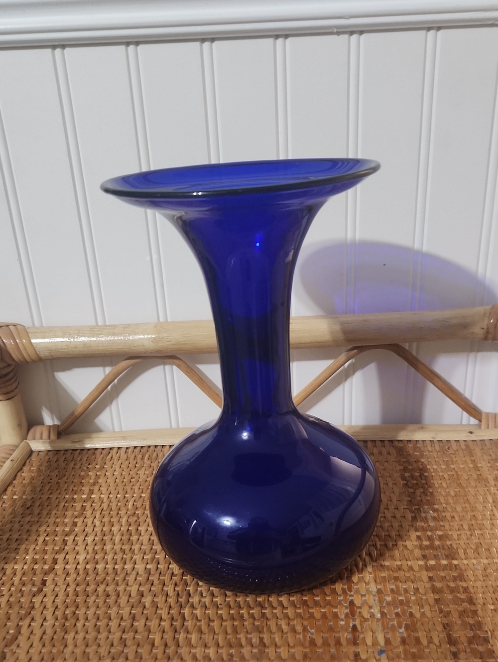 Cobalt Blue Bulbous Trumpet Top Vase